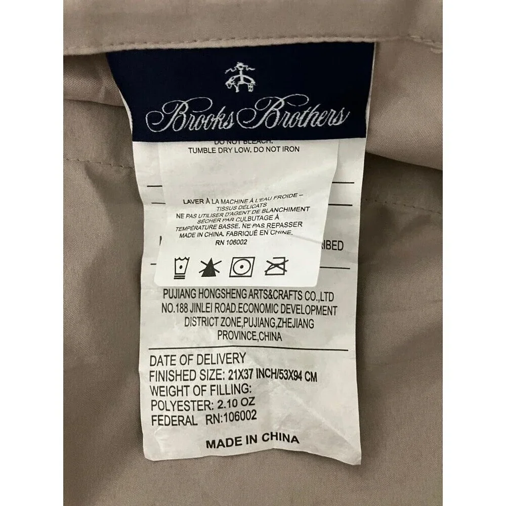 Brooks Brothers Single Pillowcase‎ Beige Square Theme Minimalist Home Aesthetic